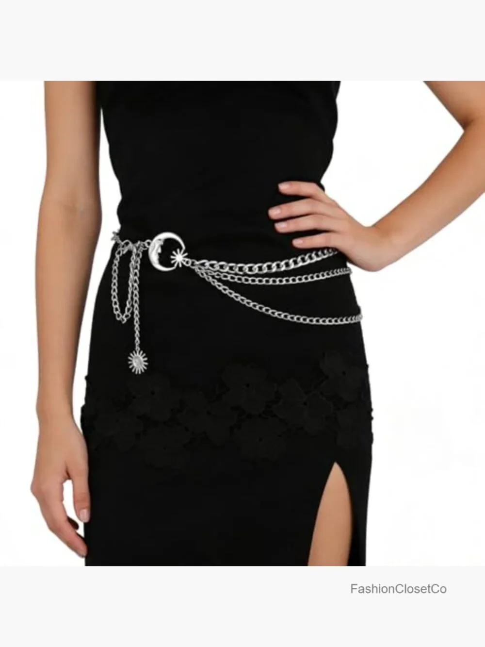 3 Layered Metal Waist Chain Belt for Women Moon & Sun Belly Body Chain Jewelry